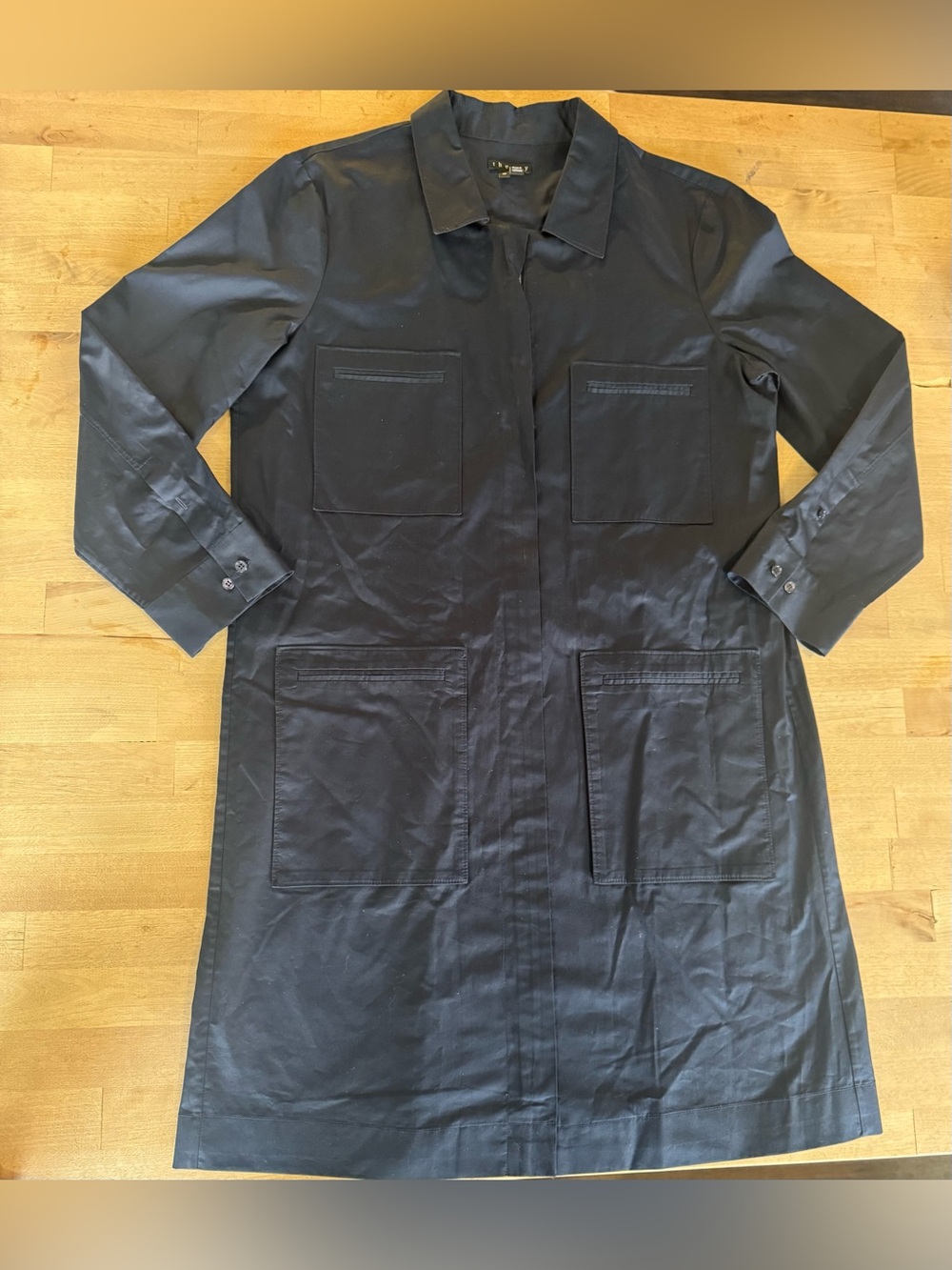 Theory Genla Front Full Zip Womens Navy Blue Shirt Dress